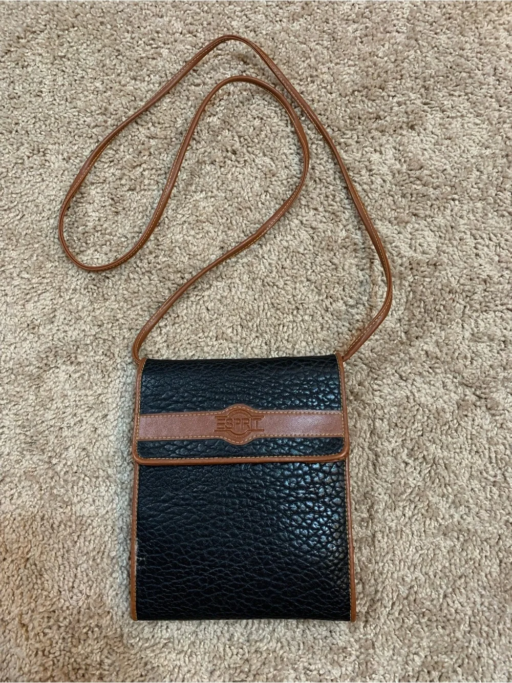 Y2K Esprit Black and Brown Crossbody Shoulder Bag